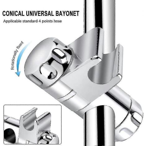 Support de douchette à main, barre de douche murale, support de douchette à main réglable avec rainure, en plastique ABS chromé, support de douchette à barre coulissante de 16 à 23 mm de diamètre exté (1/2)