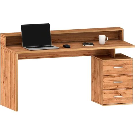 Dmora - Scrivania Svevo, Scrittoio con sopralzo, Scrivania ufficio multiuso, Scrivania salvaspazio multi posizione, 160x60h90 cm, Rovere, con imballo rinforzato