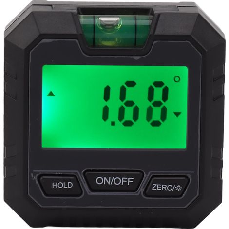 Mini Niveau Numérique Magnétique - Rapporteur d'Angle Digital avec Base Aimantée pour Charpente, Maçonnerie et Menuiserie - Boîtier Compact ABS Noir (1/5)
