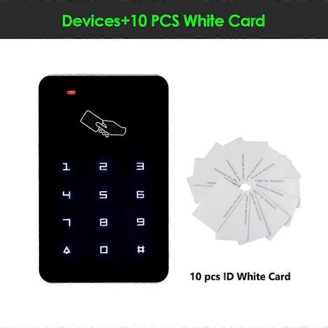 Contrôleur d'accès autonome à écran tactile rétroéclairé 125 kHz avec clavier numérique, lecteur de cartes et ouvre-porte de porte avec 10 cartes d'identification AC. (1/5)
