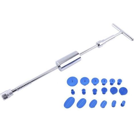 Kit De Débosselage PDR - Barre En T + 18 Onglets De Colle - Réparation De Bosses Automobiles Sans Peinture - 19 Pièces (1/4)