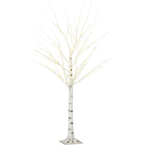 Birke künstlich beleuchtet mit LEDs, biegsame Äste, Kunststoff und Metall, 150 cm, Weiß (1/5)