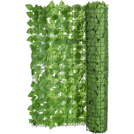 Sichtschutzhecke Blätterwand grün - 300 x 100 cm - Deko Matte Birke künstlich groß
