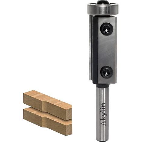Fraise à affleurer à plaques réversibles, tige de 8 mm, fraise à affleurer avec lame en métal dur interchangeable, roulement à billes, fraise à bois pour le traitement des bords (1/5)