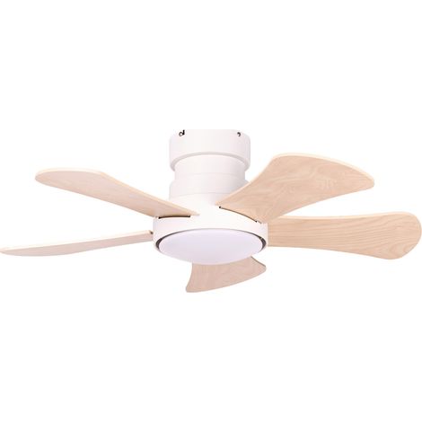 Ventilador de techo con luz LED base de hierro aspas de contrachapado mando a distancia temporizador beige claro Bivens (1/5)