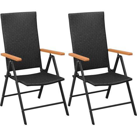 Stapelbare Gartenstühle 2 Stk. Poly Rattan Schwarz