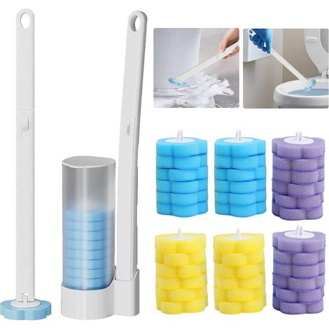 Brosse Toilette Brosse WC 36 Pièces Recharges Détergent Support Evier Poignée Extension Suspension Set Salle de Bains Nettoyage (1/5)