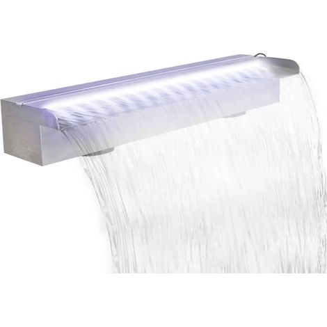 Rectangular Waterfall Pool Fountain with LEDs Stainless Steel 60 cm