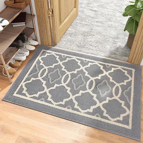 AGE Tapis d'entrée intérieur, tapis de porte extérieur 50 x 80 cm, tapis de porte anti-dérapant et anti-poussière Tapis d'entrée intérieur imperméable et lavable pour couloir cuisine chambre à coucher (1/4)