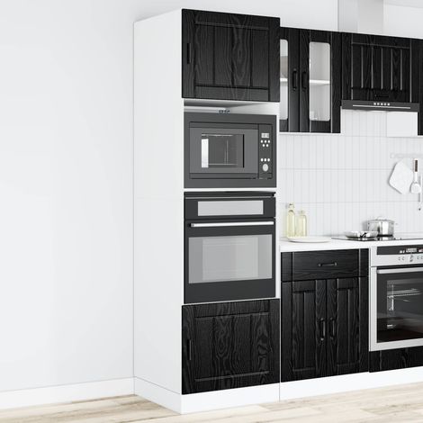 Küchenschrank Schwarz Eichen-Optik 60 x 57 x 207 cm