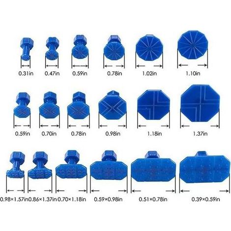 Kit de Réparation de Bosses pour Voiture,Kit Débosselage sans Peinture,Kit de Debosselage Carrosserie avec 18 Ventouses Bleu et Marteau de Barre en T (1/5)
