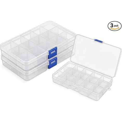 Plastic Storage Boxes Removable Compartments Transparent Organizer Jewellery Beads Sewing Accessories Small Objects Modular Compartment Box (1/2)
