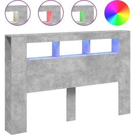 Maison Exclusive - Cabecero LED madera ingeniería gris hormigón 1