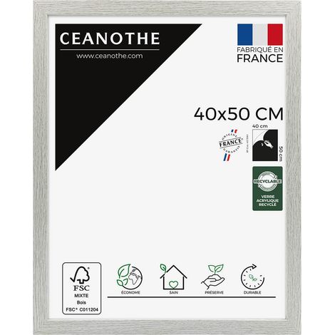 Cadre Photo Bois Grisé 40x50 cm et 50x40 cm – Convient au A3 - Cadre Bois Gris – Cadre Photo Australe en Bois Reconstitué FSC - Fabriqué en France - Verre acrylique Incassable (1/5)