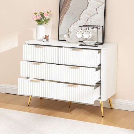 Commode 105x40x80 cm en MDF blanc, avec rangement, pour chambre, salon et couloir FloraGrace (1/5)