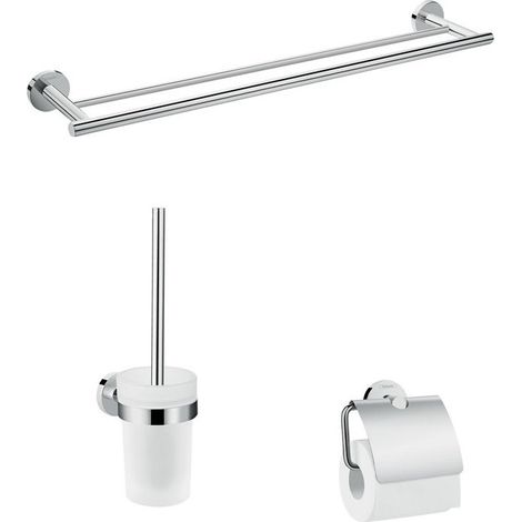 Set di 3 accessori da bagno cromati