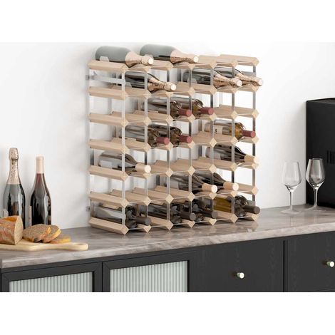 Vidaxl – Range bouteille en bois massif pour 42 bouteilles – Dimensions 61 x 22,5 x 61 cm – Fixation murale incluse – Acier galvanisé durable