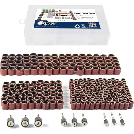 Lot de 338 manchons abrasifs avec grains de 80, 120, 320 avec mandrin de ponçage 1/2 3/8 1/4" pour outils (1/5)
