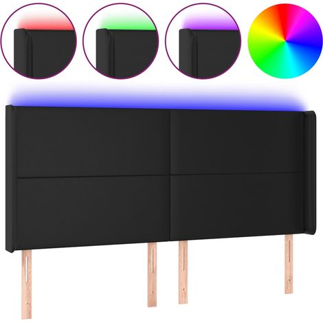 Maison Exclusive - LED Kopfteil Schwarz 183x16x118/128 cm Kunstle (1/5)