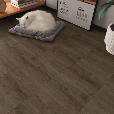 36 Pièces Revetement de Sol Bois Stickers Carrelage Marron Foncé Cuisine 30cm x 30cm Carrelage Adhesif Sol Salle de Bain Lavable Vinyle pour Chambre Salon Dalle PVC Sols Epaisse Bois Carré (1/5)