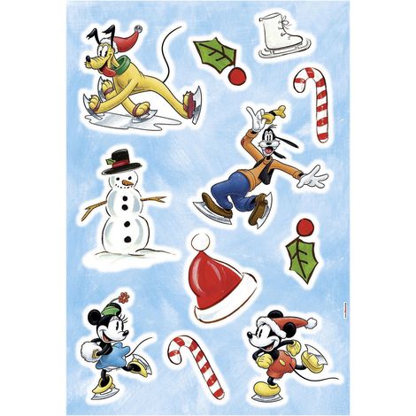 Stickers Muraux Mickey Mouse -Mickey Ice Slide- Patinage sur Glace Disney (1/3)