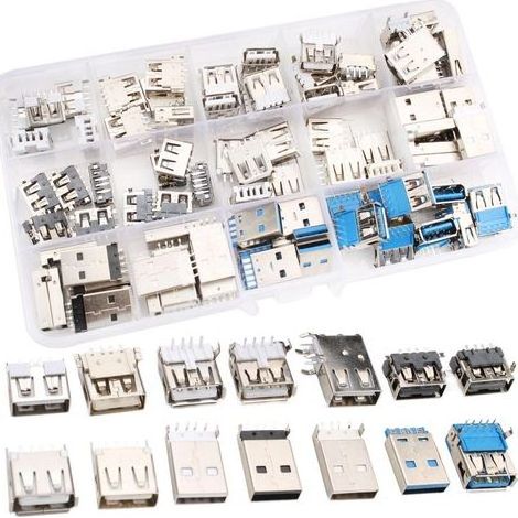95PCS SB 2.0 3.0 Type A Mâle Femelle Fiche,USB 2.0 3.0 souder connecteur,connecteur Montage PCB pour Ordinateurs, téléphones Portables et Autres appareils électroniques (1/5)