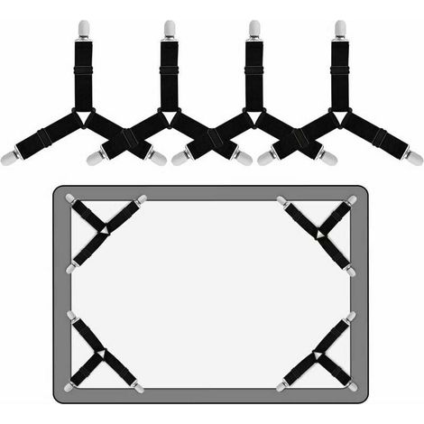Sangle Élastique Triangulaire - Avec Pince Métallique - Pour Draps De Lit Housses De Matelas Et Coussins - Lot De 4 (1/5)