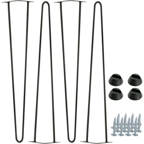 Set di 4 gambe per mobili a forcina, altezza 71 cm, 2 aste, nere con piedini in plastica (1/5)