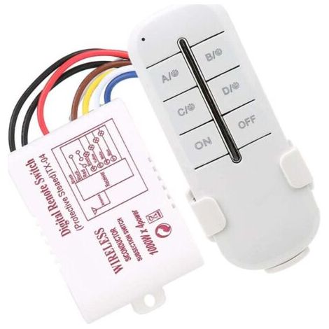 NALOOKAMIC  Interrupteur Télécommande RF 4 Voie on/Off AC180-240V 1000W Récepteur sans Fil pour Éclairage Lumière de la Lampe (MR704), Prise