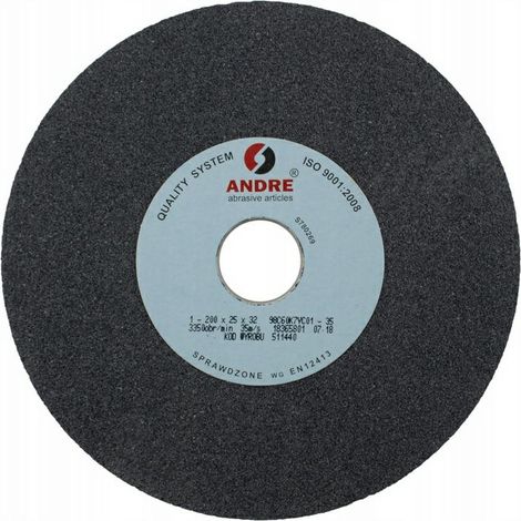 Mola abrasiva piatta Andre 200 mm x 20 mm x 32 mm 98C60K7VC01-35 nera "TIPO 1"