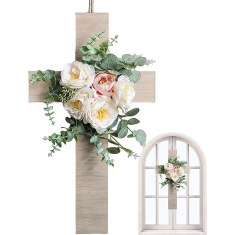 Décorations De De Pâques Couronne Suspendue en Bois à Fleurs 3D  Décorations De Couronne Pour Pâques Pour Décoration Ferme, Pendaison Crémaillère, Fêtes, Jardin, Clôture, Maison, (1/5)