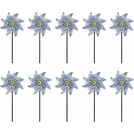 Moulin à Vent Réfléchissant, 10 Pièces Anti-Oiseaux Moulin À Vent Réfléchissant, Moulin a Vent Jardin Exterieur, Répulsif à Oiseaux pour Protéger Le Jardin/Verger/Cour Intérieure (1/5)