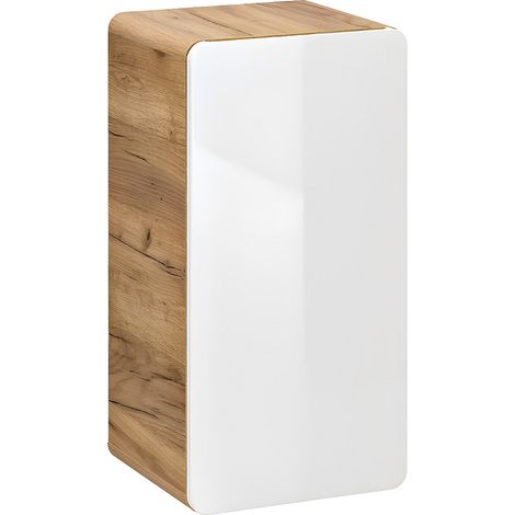 Colonna per bagno L32 x l35 x H68 cm Naturale e Bianco - ARUBA (1/2)