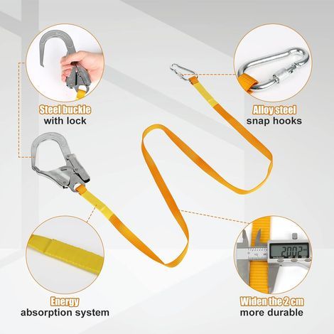 Fall arrest safety belt, 1.8 m fall protection - With 2200 kg capacity - Tool rope - Fall protection - For outdoor climbing, mountaineering (1/3)