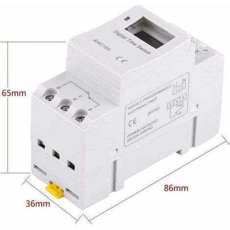 Minuteur numérique LCD, Minuterie programmable numérique Affichage LCD Interrupteur horaire programmable hebdomadaire Relais temporisé 16on & 16off minuterie(220V) (1/4)