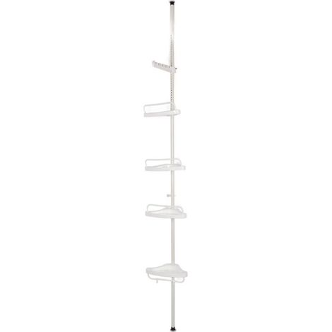 Estantería de esquina para ducha con 4 estantes, color blanco-Crezuo