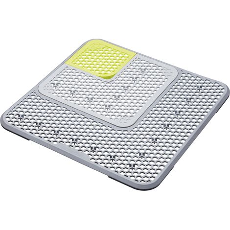 Tapis d'Évier Modulable en 3 Pièces, Plastique, 30.3 x 30.3 x 0.3 cm - Couleur Vert et Gris (1/5)