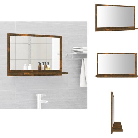 Badspiegel Räuchereiche 60x10,5x37 cm Holzwerkstoff - Wandspiegel - Badezimmerspiegel - Spiegelschrank - Holzwerkstoff - Rauchereiche (1/5)