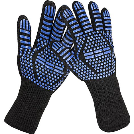 Gants de four à micro-ondes résistants à la chaleur, en silicone ignifugé haute température (bleus, trois de chaque) (1/5)