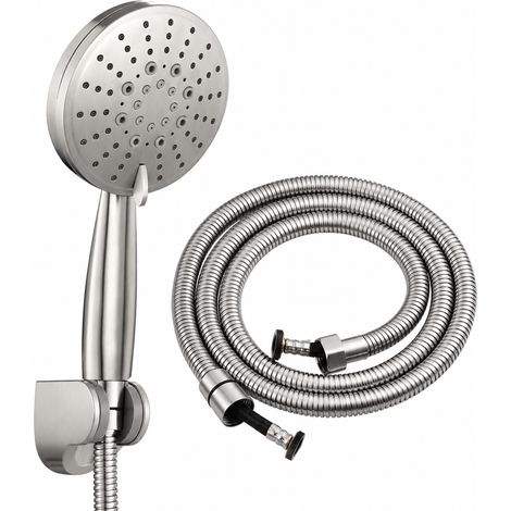 Ensemble pommeau de douche 5 jets avec flexible et support de douche acier inoxydable 26,8 × 28 × 7,7 cm 784 g – Livraison gratuite (1/5)