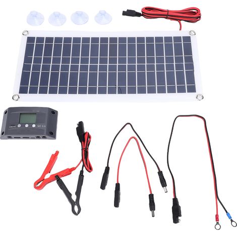 Kit de panneaux solaires monocristallins 30W, chargeur de batterie, avec contrôleur, pour bateau, voiture, RV, moto, Camping en plein air