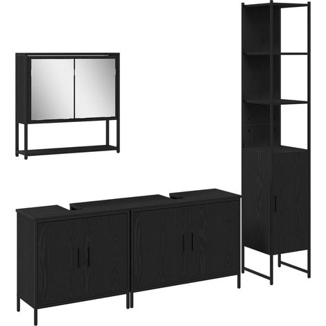 Maison Exclusive - Badezimmermöbel-Set mit Regal 4 pcs Schwarz Ho
