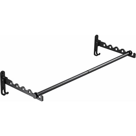 Wandmontierter Kleiderständer, faltbare Kleiderstangen, klappbarer Wandhalter, Wandmontierter Kleiderständer aus Metall, Wäscheständer für Schlafzimmer, Badezimmer, 80 cm lang, schwarz (1/5)