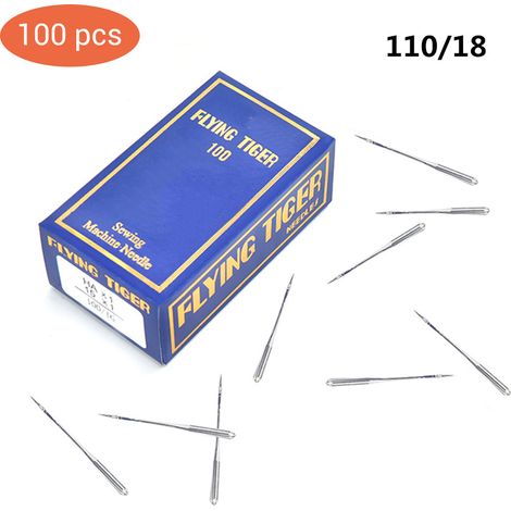 100 aiguilles pour machine à coudre, tailles 65/9, 75/11, 80/12, 90/14, 100/16, 110/18, assortiment de pointes (1/5)