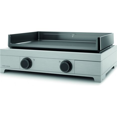 Forge Adour – Plancha électrique 3200W – Plaque en fonte émaillée 60,5 x 42 cm – Châssis inox anti-corrosion – 2 résistances pour cuisson homogène