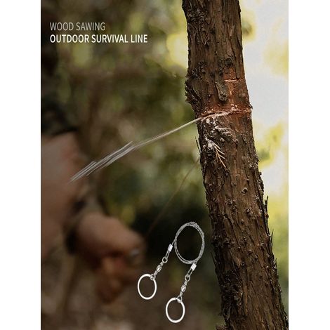 Scie à fil de poche en acier inoxydable, outil de survie manuel compact pour le camping, la chasse ou les situations d’urgence en extérieur, léger et portable. (1/5)