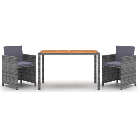 Maison Exclusive - 3-tlg. Garten-Essgruppe mit Kissen Poly Rattan