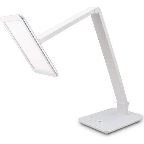FeinTech LTL00100 LED lampada da scrivania con Smart-Touch 550 lumen colore della luce tocco regolabile e dimmerabile, caricatore USB, bianco, Classe di efficienza energetica A (1/5)