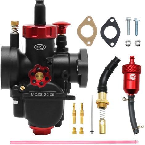 Carburateur de compétition PE22 mm avec filtre et kit de starter, compatible avec les moteurs de moto à bride 110 cc, 125 cc et 130 cc pour motos tout-terrain, mini-motos et motocross (PE22 mm) (1/5)