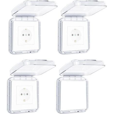 Cache Interrupteur Mural Étanche Transparent - Lot de 4 - Ultra Mince Sans Perçage pour Salle de Bain, Chambres, Cuisine, Extérieur (1/5)
